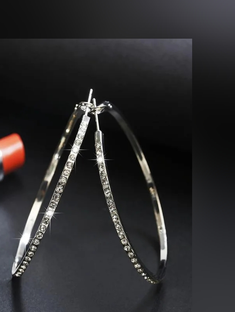 Silver Crystal Hoop Earrings - Sparkling Women's Fashion Jewelry